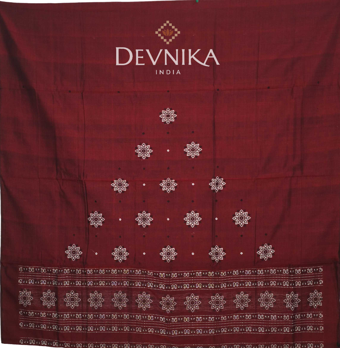 Deep Maroon With White Pant & Chunri Bomkai Dress Set