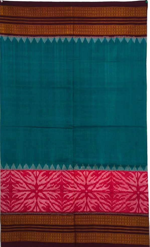 Teal Green Big Border Bandha Saree