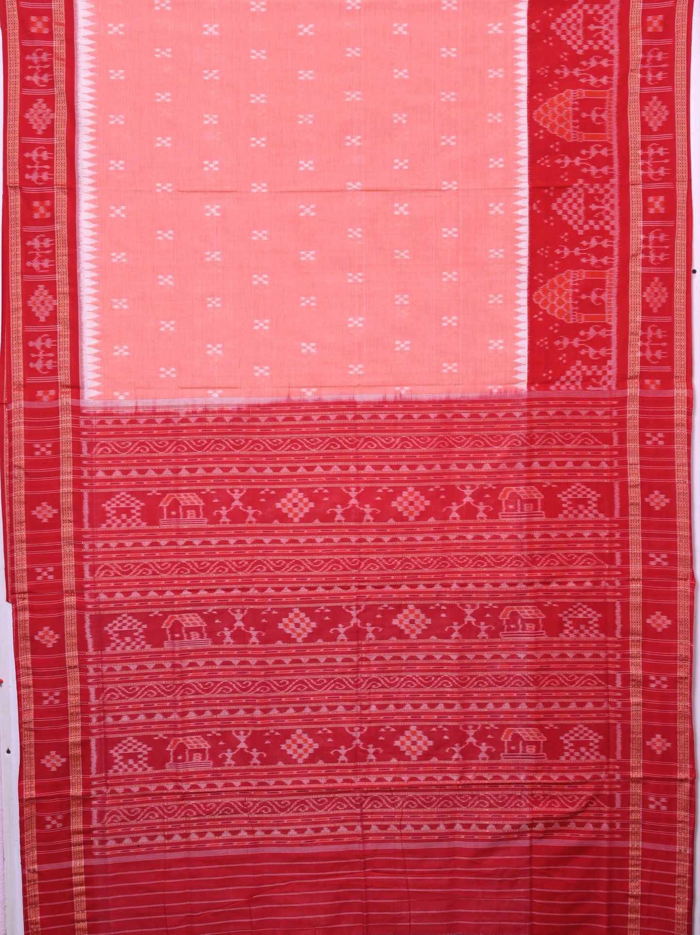Light Coral Mania Bandha Traditional Teracota Saree | Odisha Handloom GI Tagged | Devnika