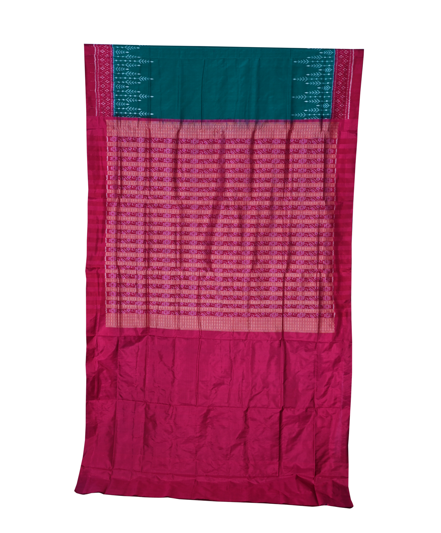 Teal Green  Bandha Sambalapuri Silk Saree | Odisha Handloom GI Tagged | Devnika