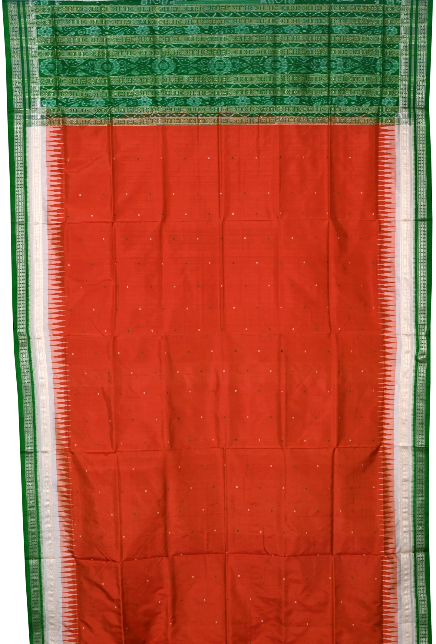 Pista Double Border Bomkai Pata Saree | Odisha Handloom GI Tagged | Devnika
