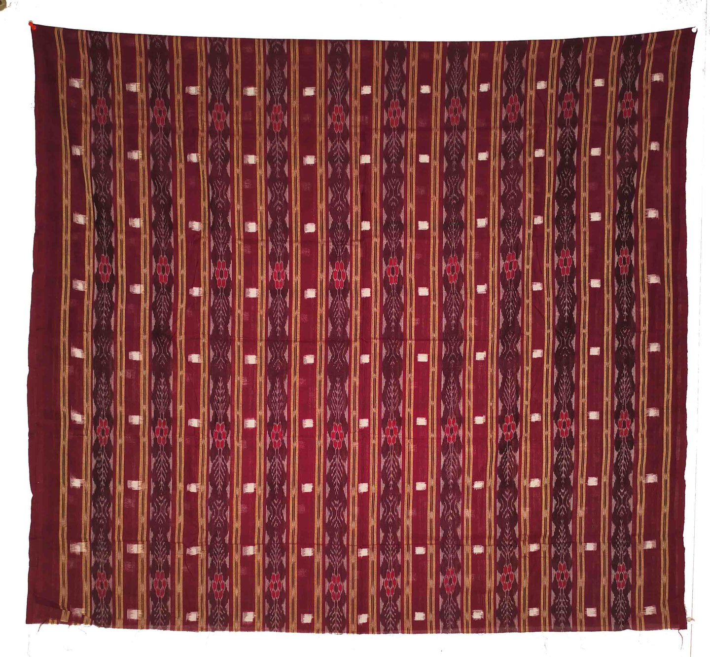 Dark Maroon,Red & White Tani Bandha Pasapalli Shirt/Top Piece