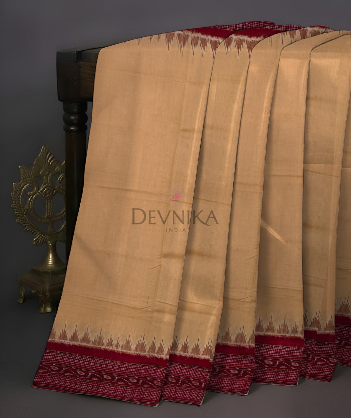 Chandan Temple Border Bandha Saree(High School Teacher Saree) | Odisha Handloom GI Tagged | Devnika