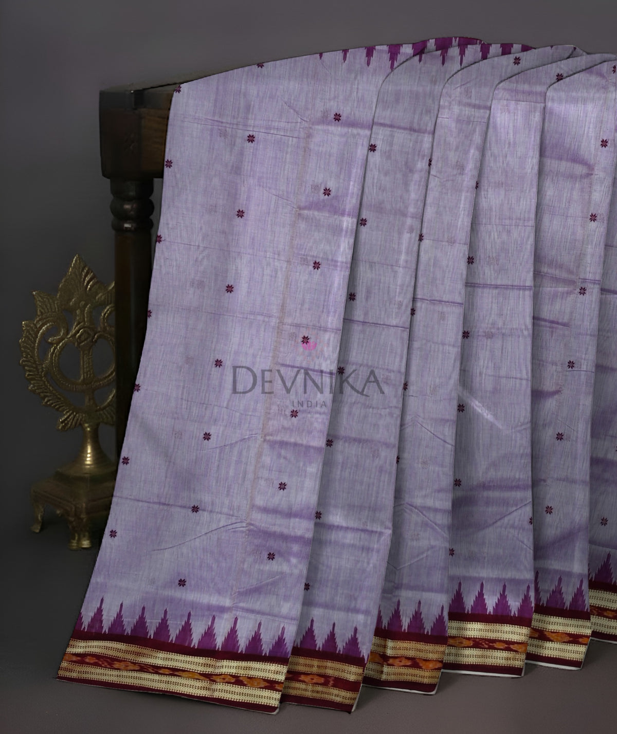 Purple Bandha Border Cotton Bapta Saree | Odisha Handloom GI Tagged | Devnika