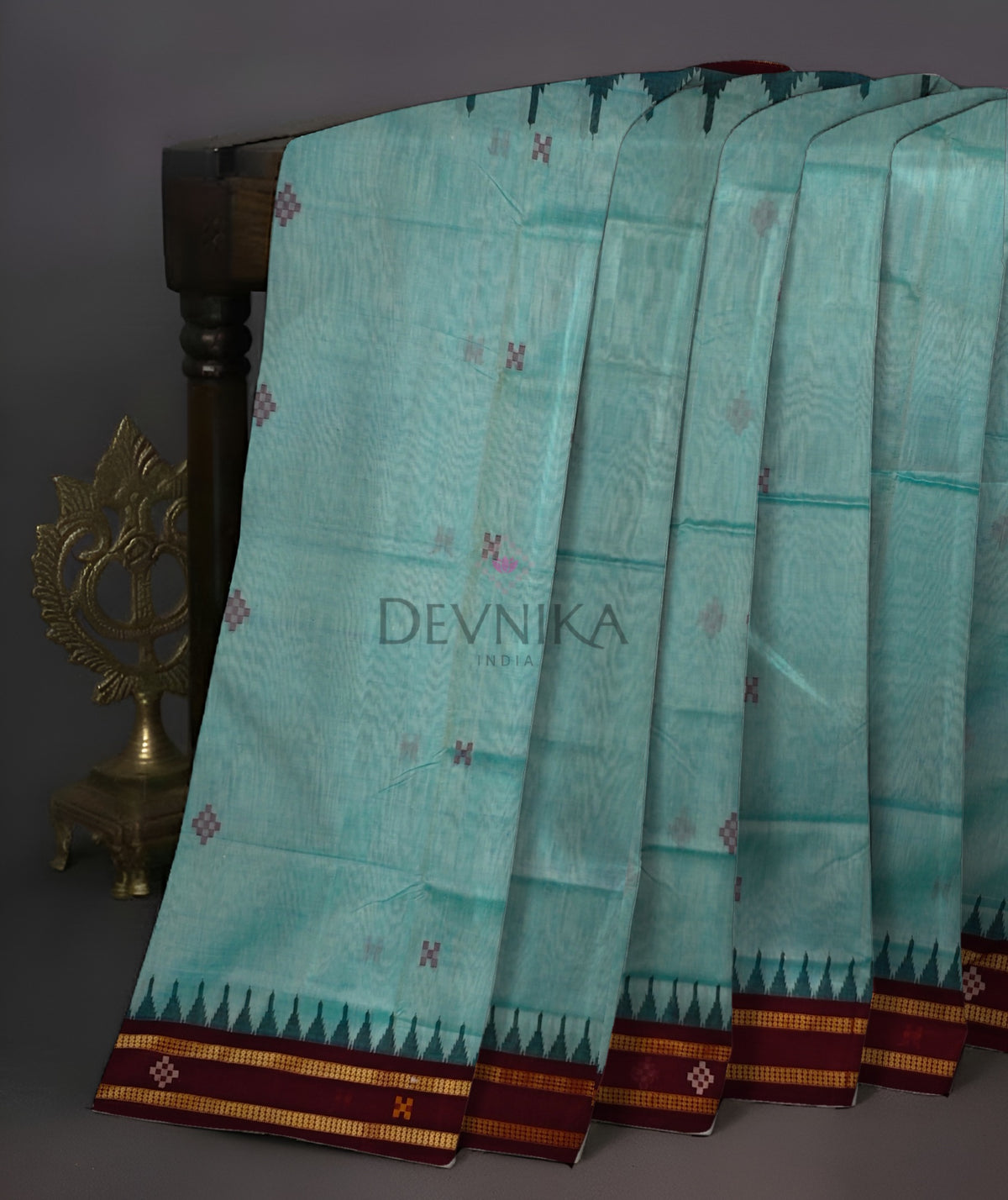 Light Green Boarder Pasapalli Saree | Odisha Handloom GI Tagged | Devnika
