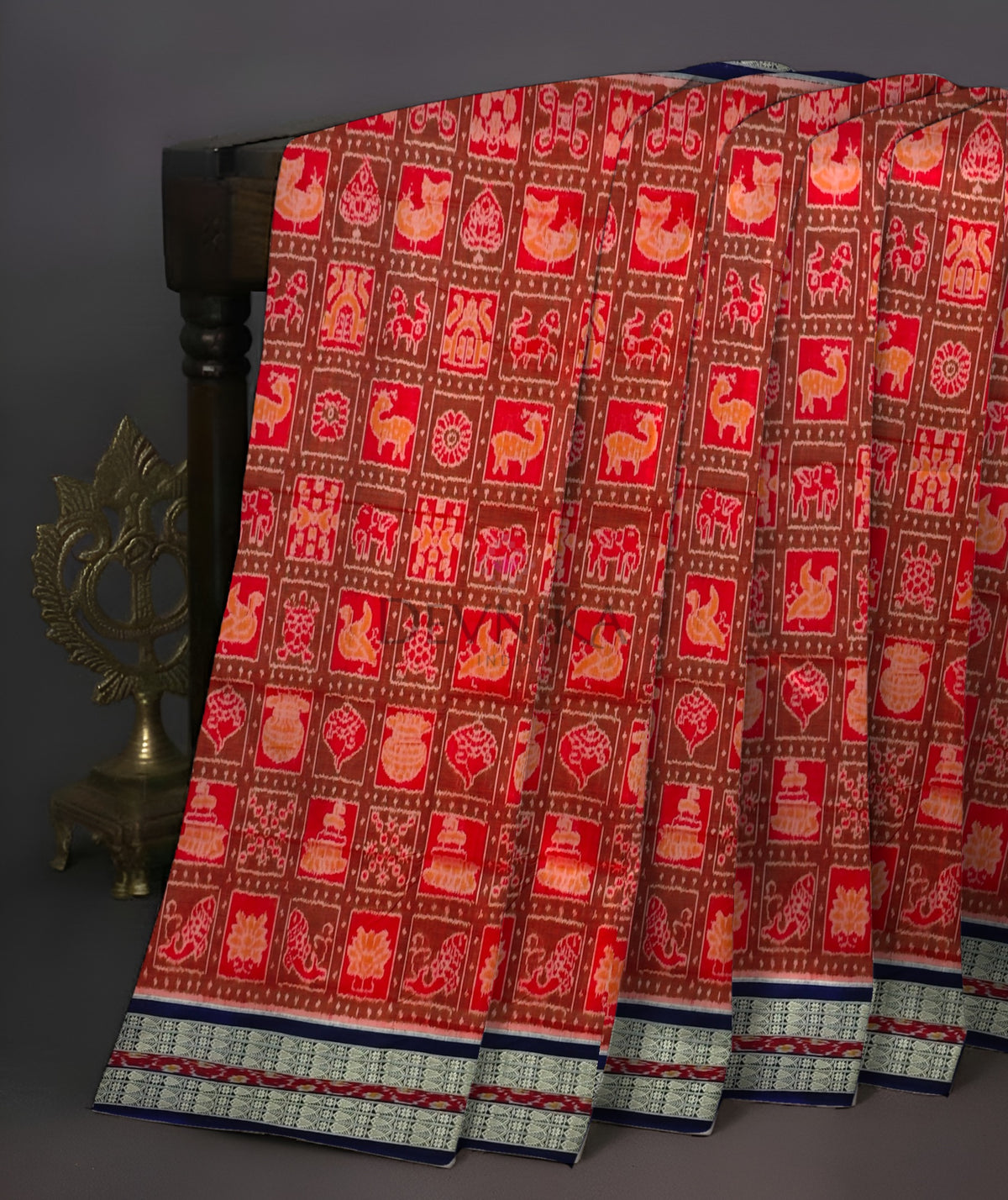 Red Special Naba Kothi Saree | Odisha Handloom GI Tagged | Devnika