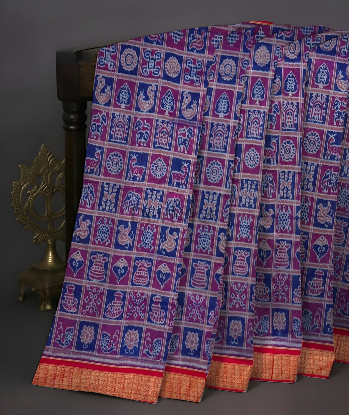 Blue Magenta Naba Kothi Saree | Odisha Handloom GI Tagged | Devnika