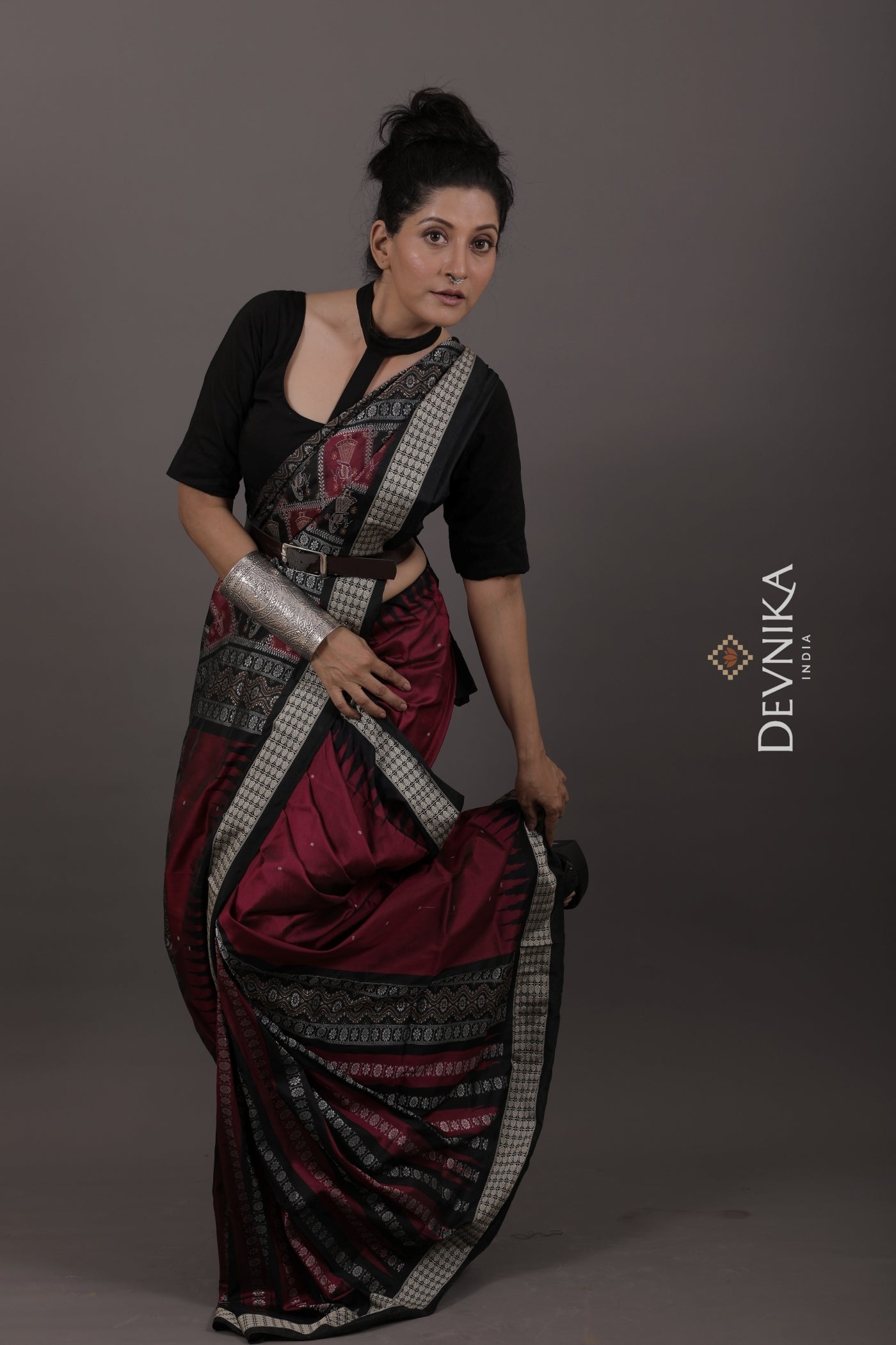 Magenta Color Body Bomkai Saree(Patli) | Odisha Handloom GI Tagged | Devnika