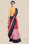 Red color Black Body Bandha Handloom Cotton Saree | Odisha Handloom | Devnika