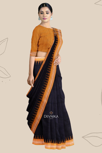 Black Bapta Saree | Odisha Handloom GI Tagged | Devnika