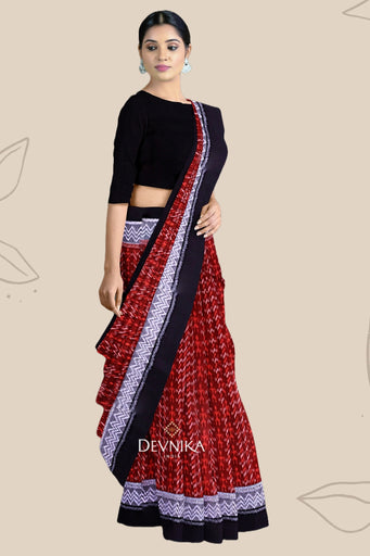 Brown Double Border Bandha Saree