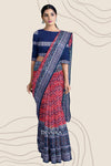White Blue Fish Bandha Handloom Cotton Saree | Odisha Handloom | Devnika