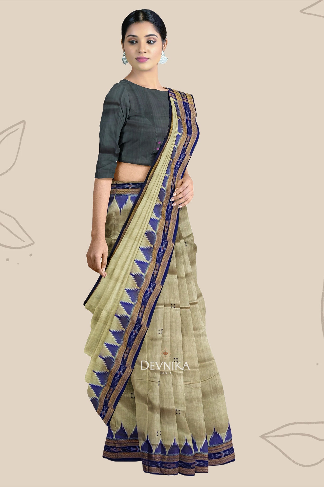 Matha Big Temple Border Khandua Pata Saree | Odisha Handloom | Devnika
