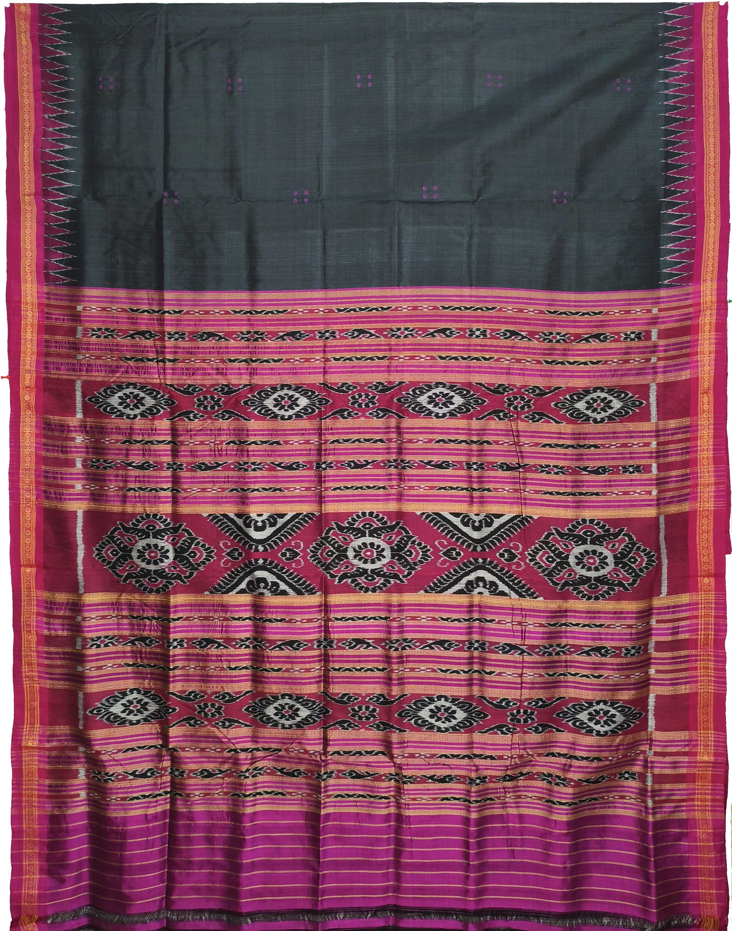 Black Single Temple Border Khandua Pata Saree