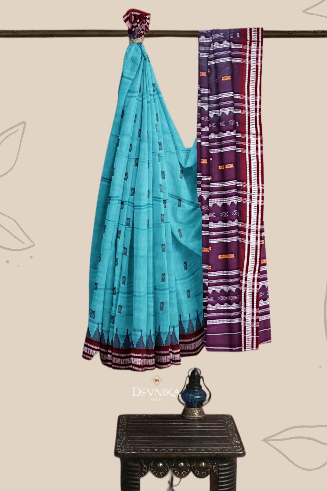 Light Emerald Pata Bapta Saree
