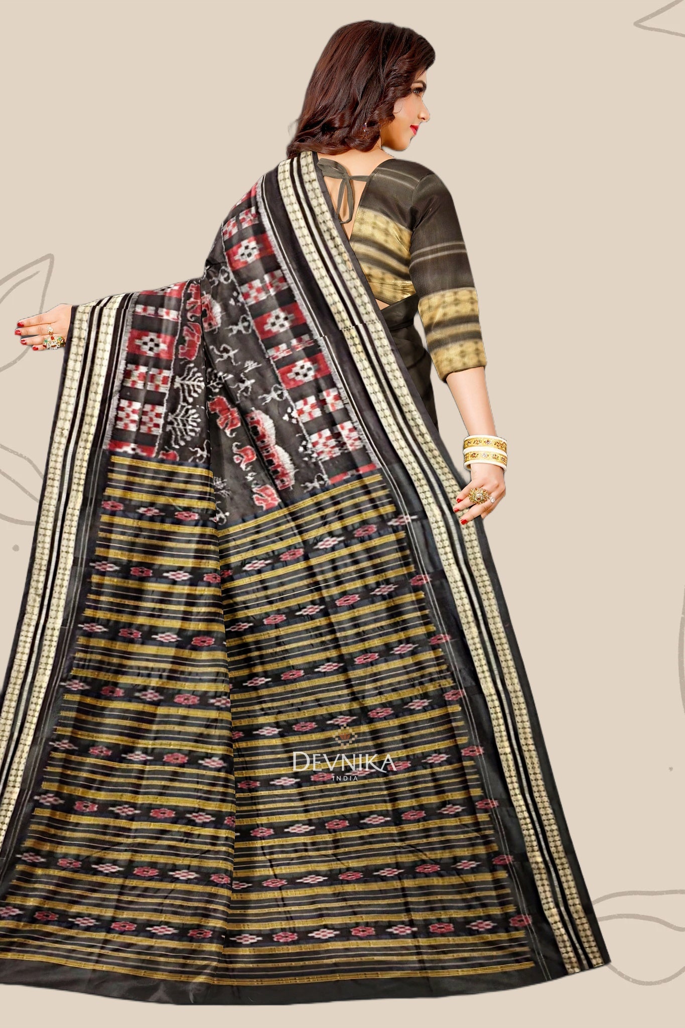 Black And Maroon Body Bandha Saree(Patli)
