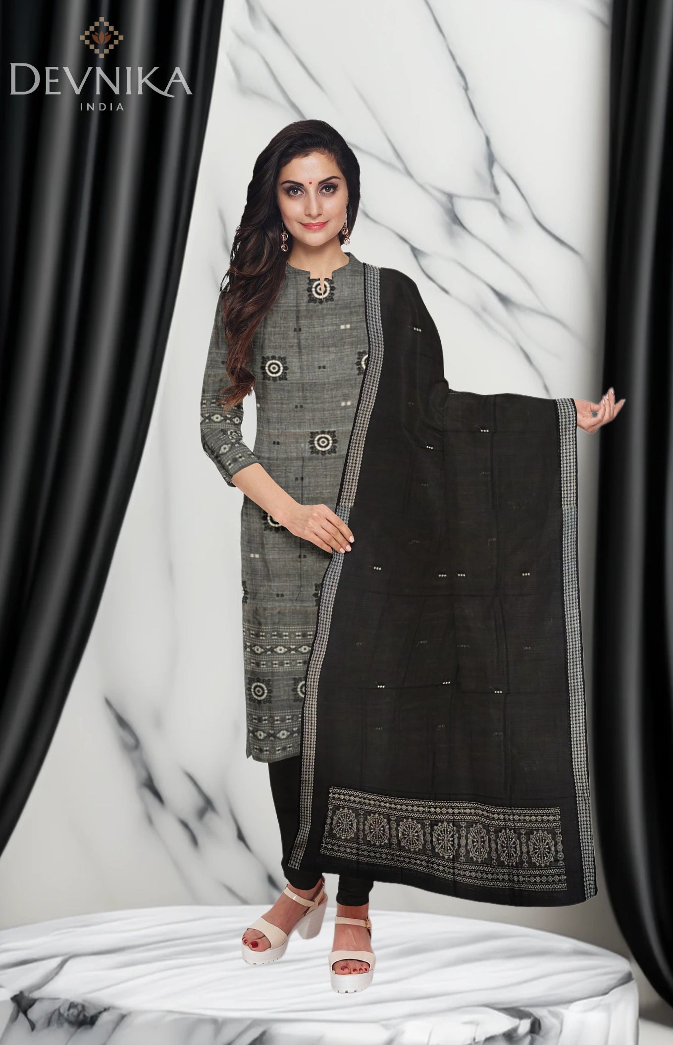 Grey Bomkai Dress Set