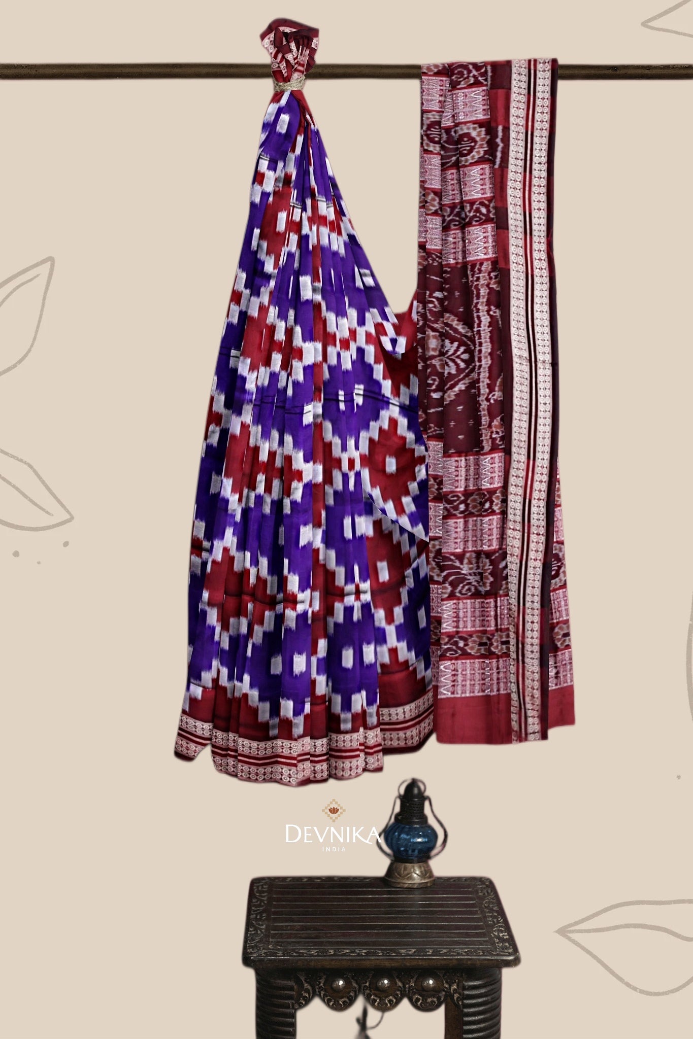 Silver and Violet Bandha Pasapalli Saree | Odisha Handloom | Devnika