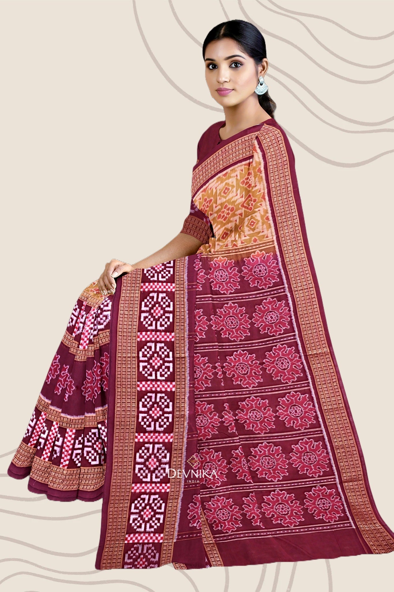 Dark Mustard Bandha Pasapalli Saree