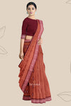 Light Brown Bomkai Handloom Cotton Saree | Odisha Handloom | Devnika