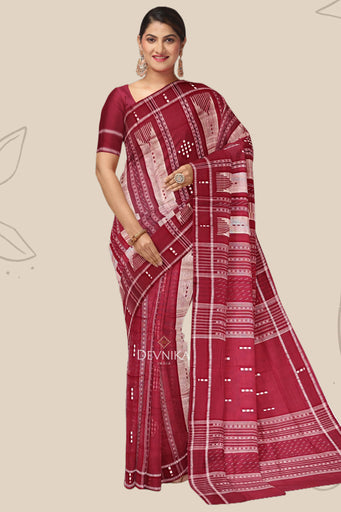Maroon And Golden Maroon Pata Bapta Saree