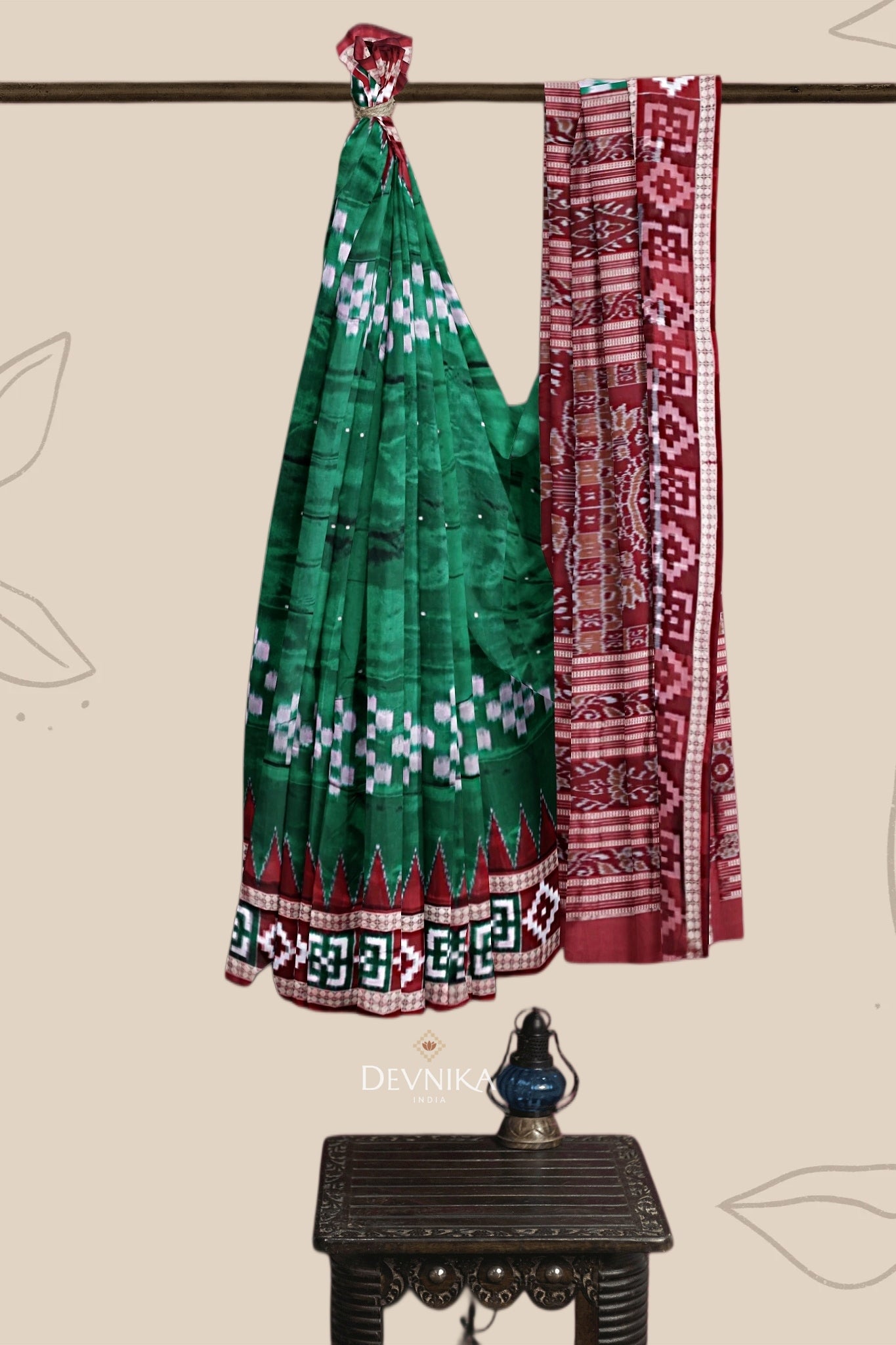 Green Border Pasapalli Saree | Odisha Handloom | Devnika
