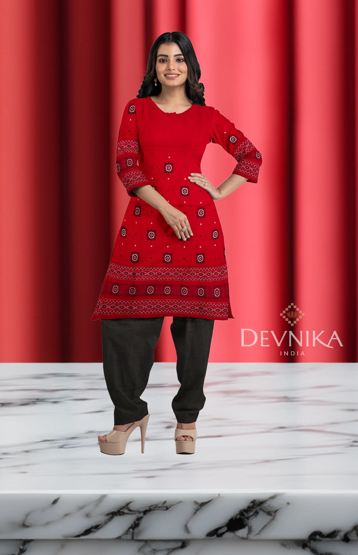 Red Bomkai Dress Set