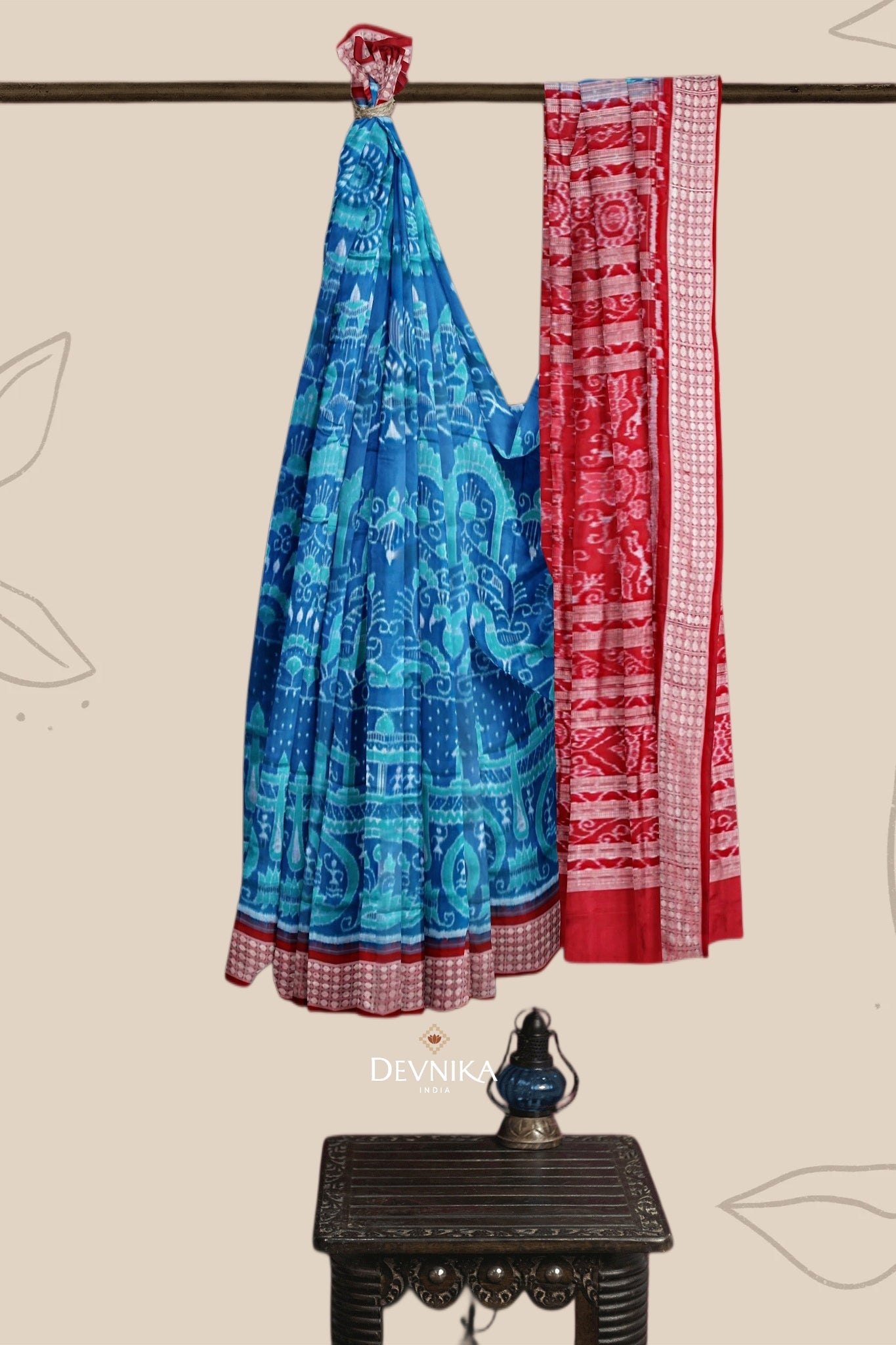 Bright Blue Bandha Sambalapuri Silk Saree