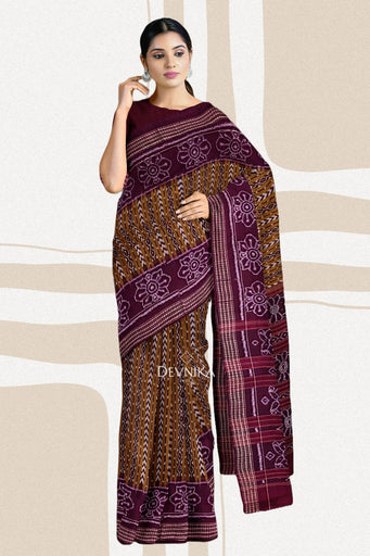 Olive And White Body Bandha Handloom Cotton Saree | Odisha Handloom | Devnika
