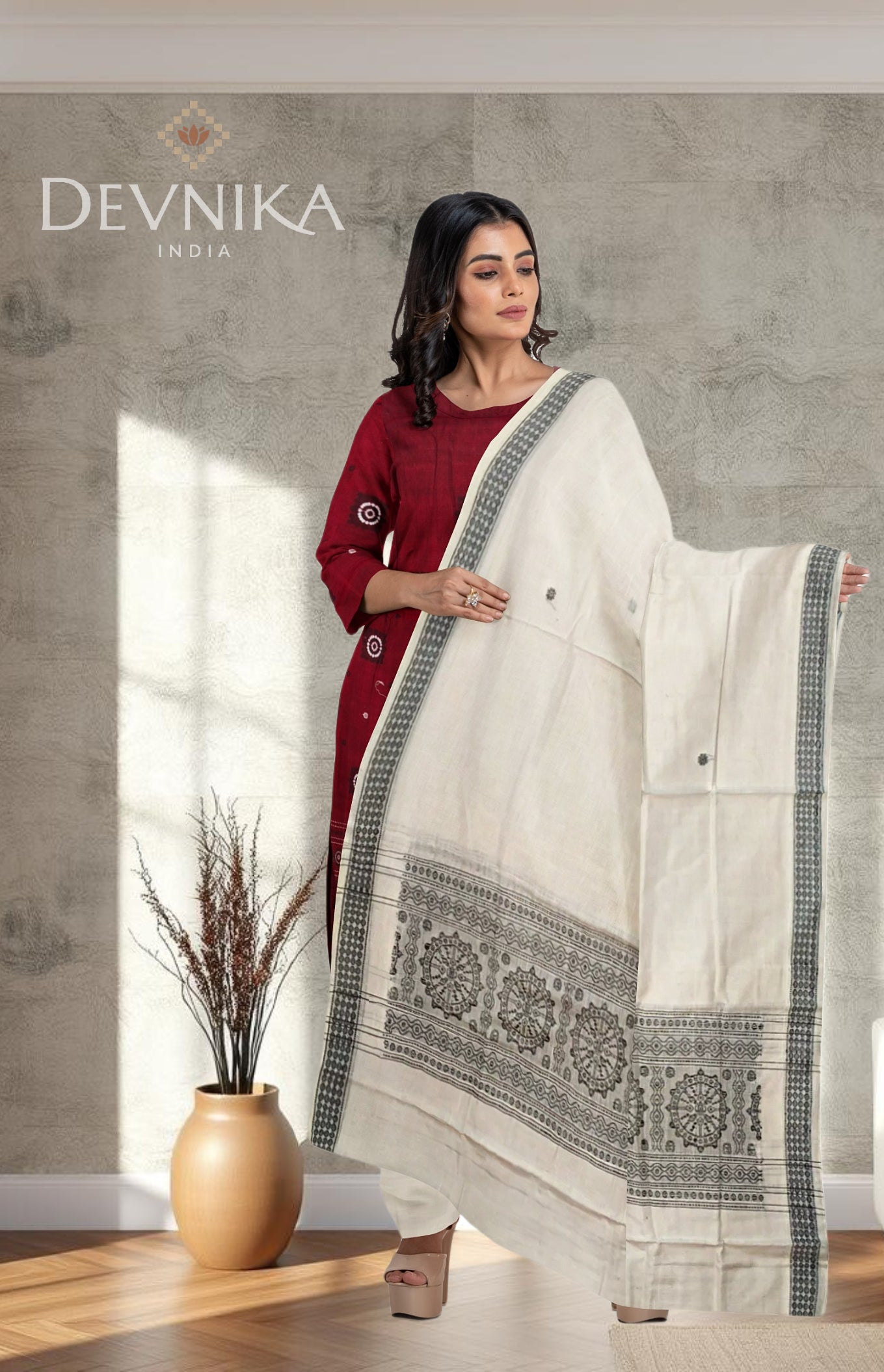 Maroon Bomkai Dress Set