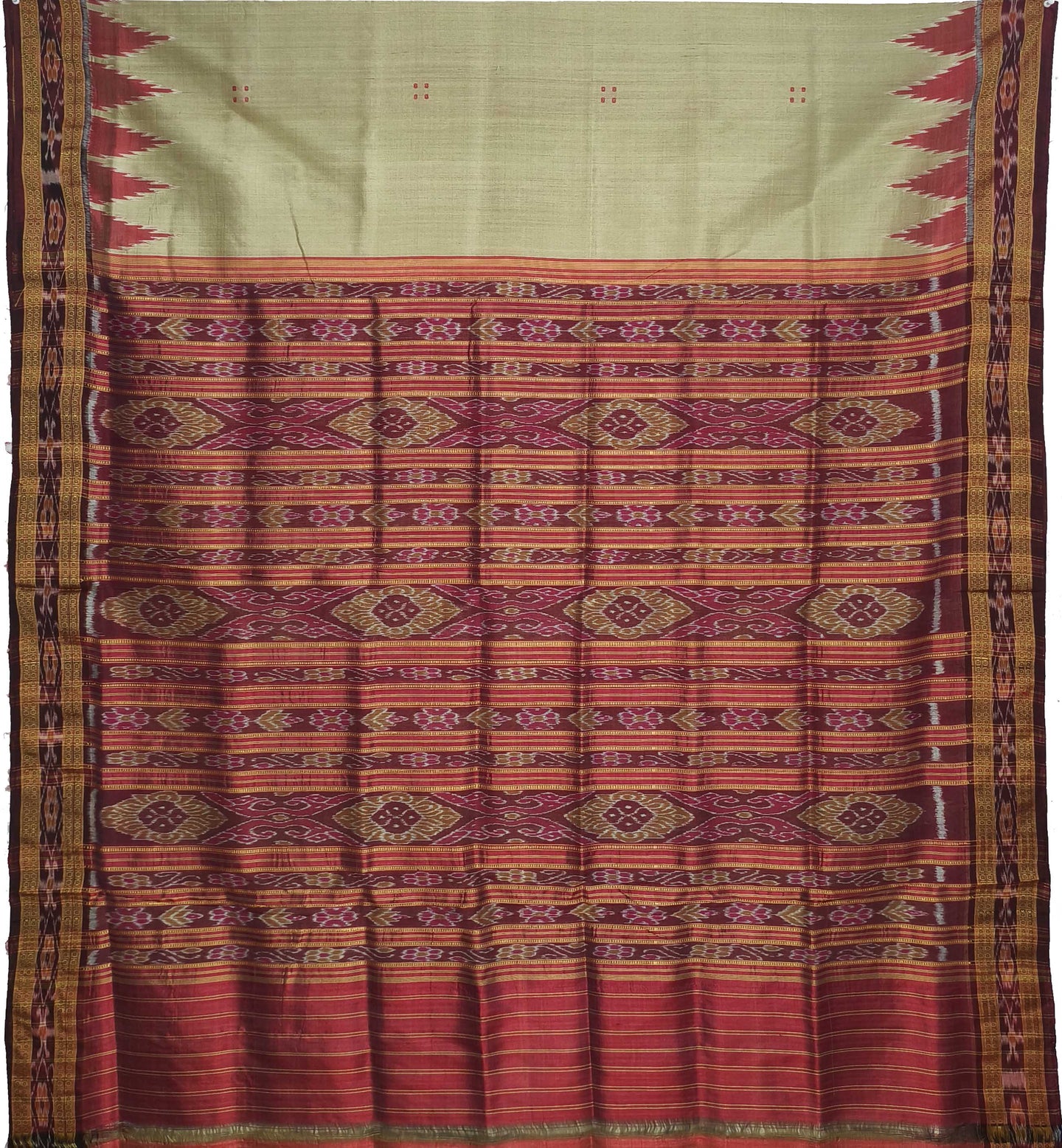 Matha brown border Big Temple Border Khandua Pata Saree