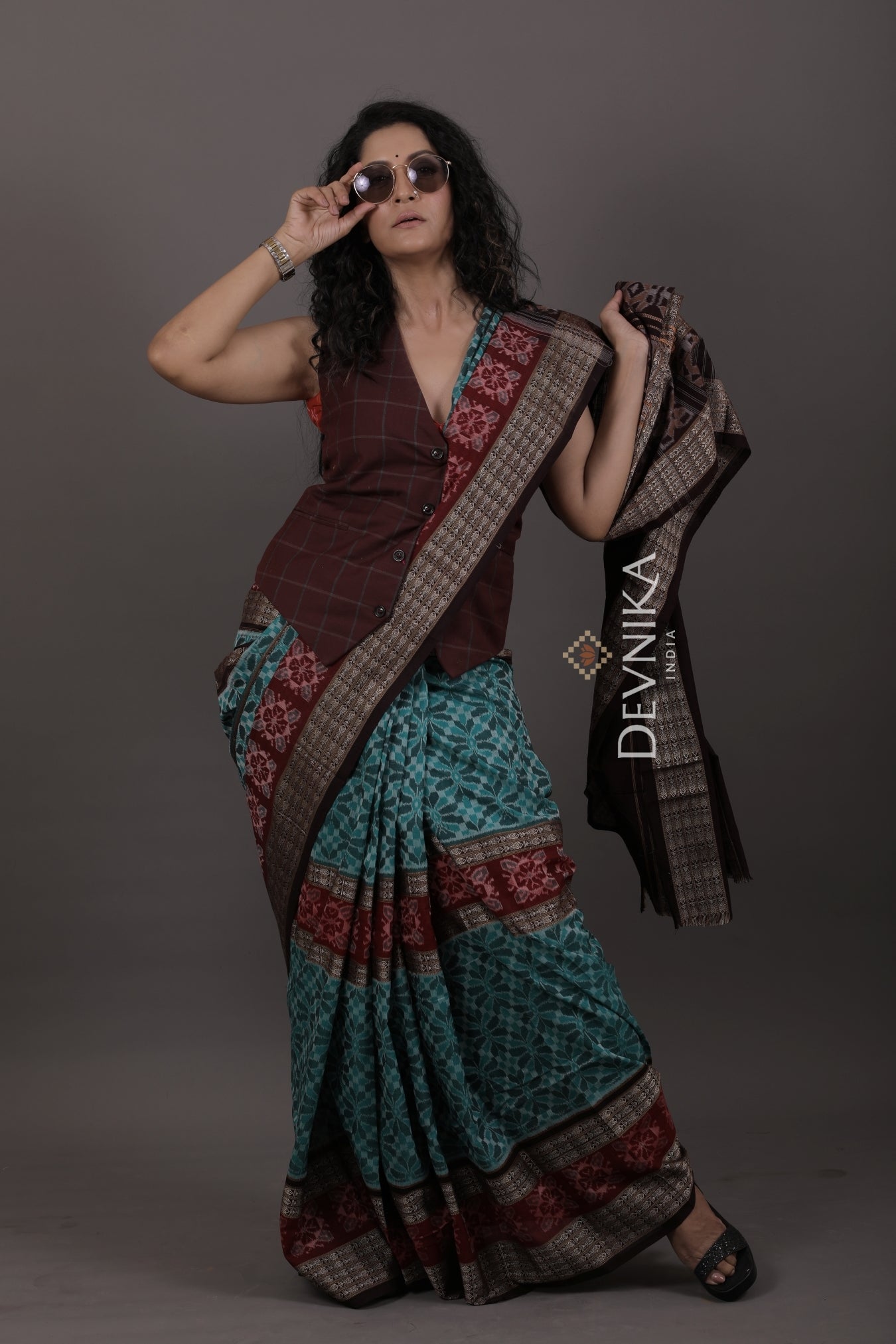 Double Border Bandha Saree | Odisha Handloom GI Tagged | Devnika