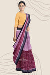 Maroon Light Plum Half Half Bandha Handloom Cotton Saree | Odisha Handloom | Devnika