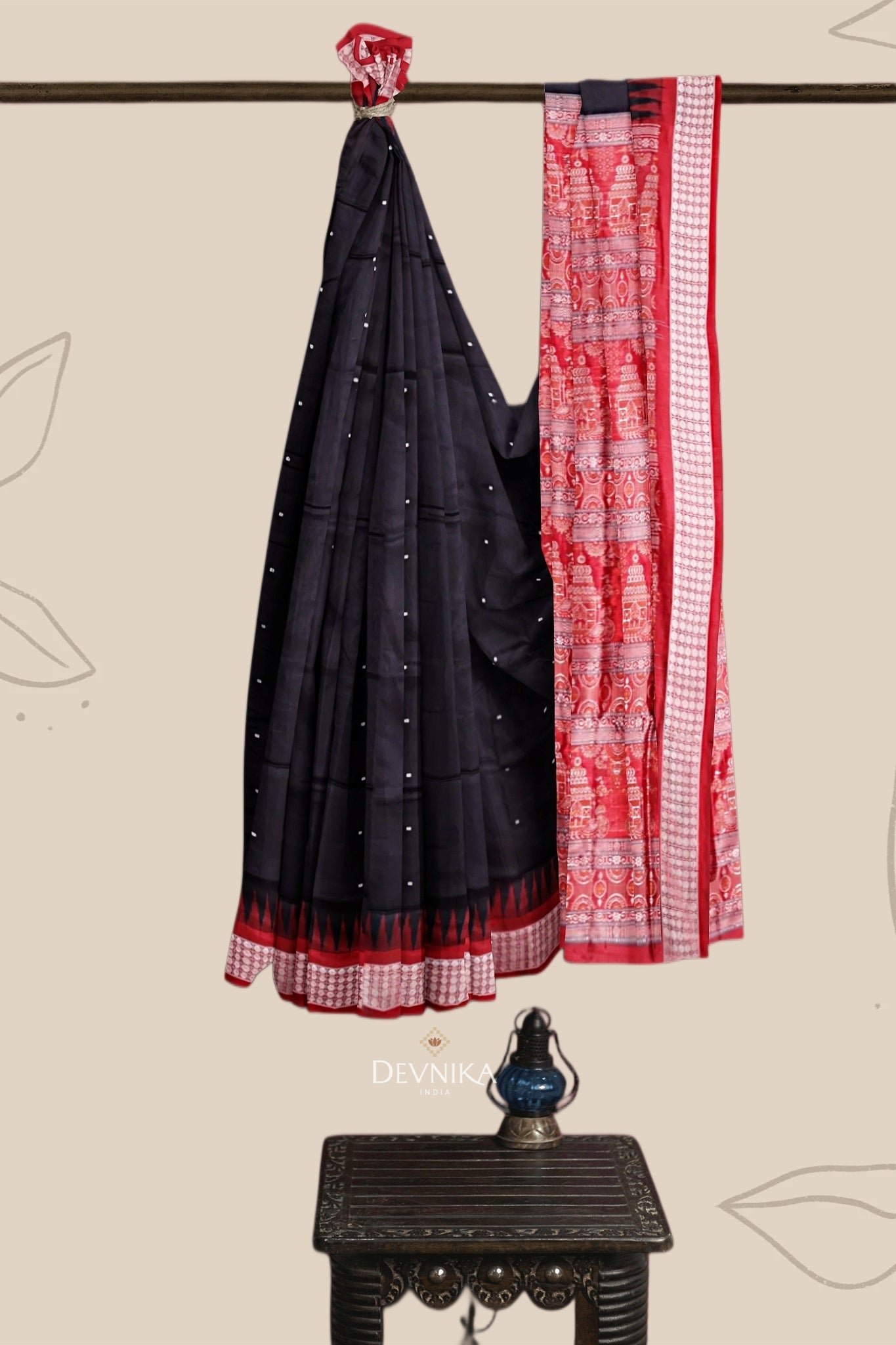 Black Bomkai Butti Sambalapuri Saree