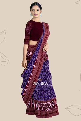 Purple Pasapalli Handloom Cotton Saree | Odisha Handloom | Devnika