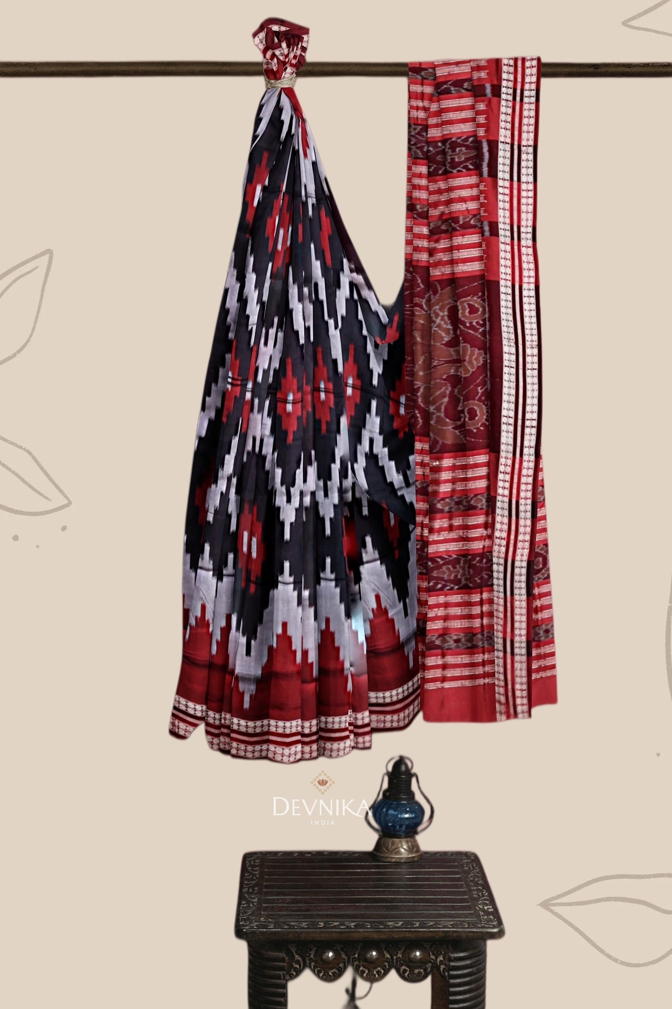 Black Red and Silver Bandha Pasapalli Saree