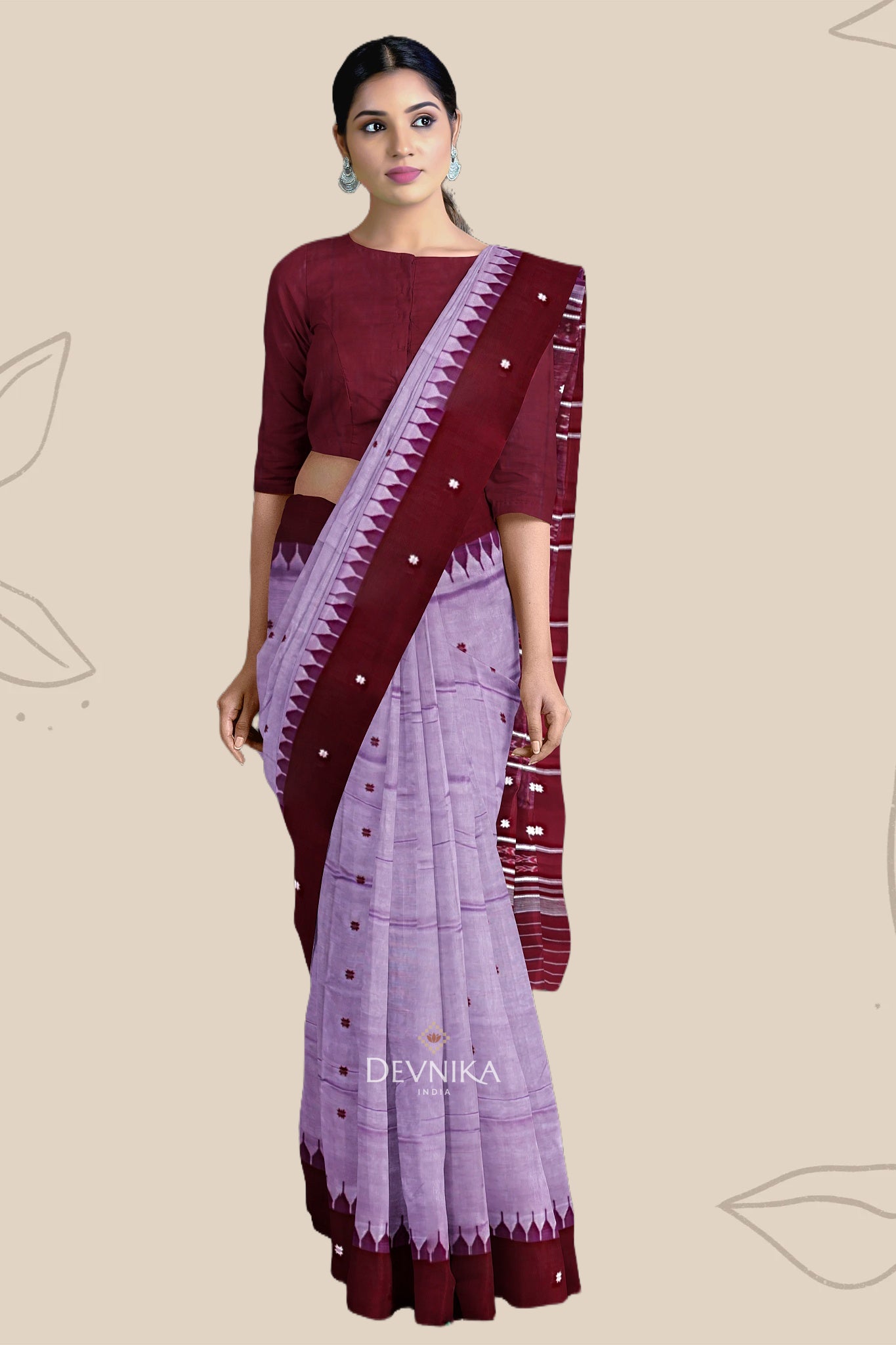 Light Violet Pata Bapta Saree