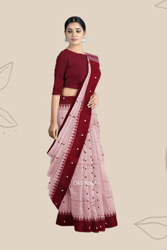 Peach Pata Bapta Saree