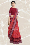 Dark Red Teracota Bandha Handloom Cotton Saree | Odisha Handloom | Devnika