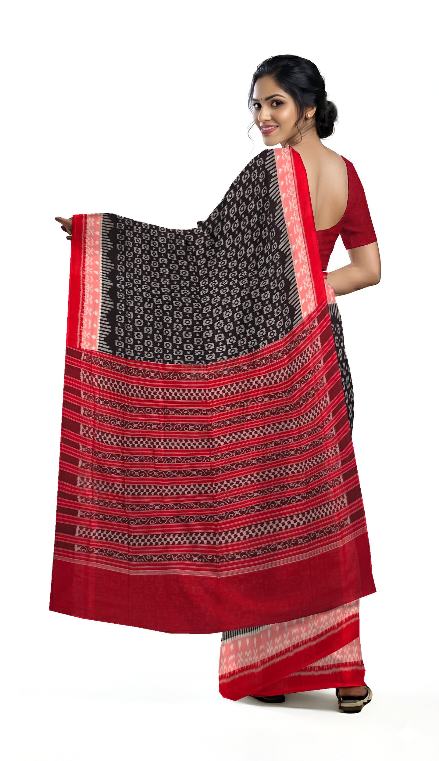 Dark Coffee Border Bandha Saree