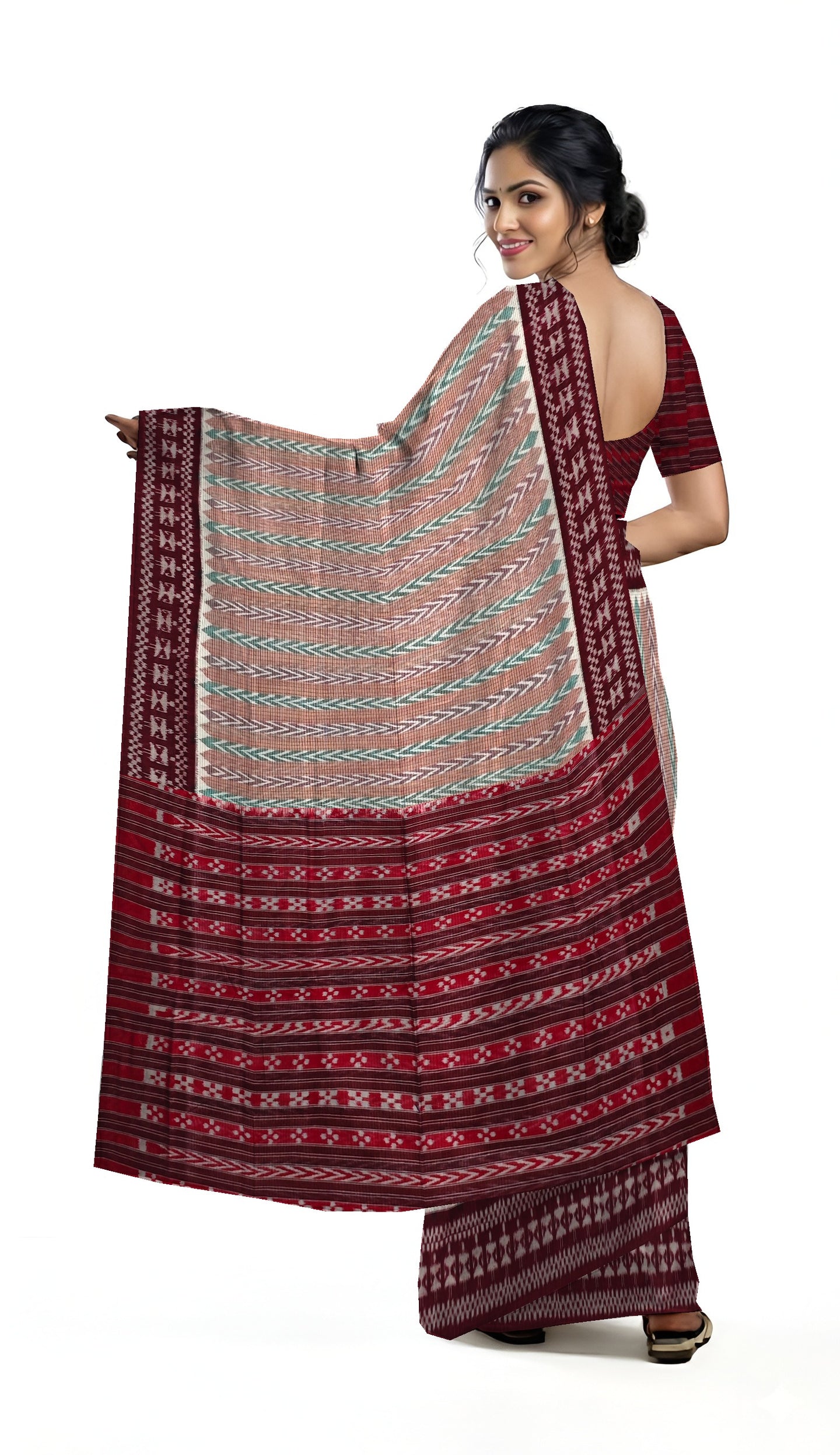 Brown Green Dhanpatri Bandha Saree