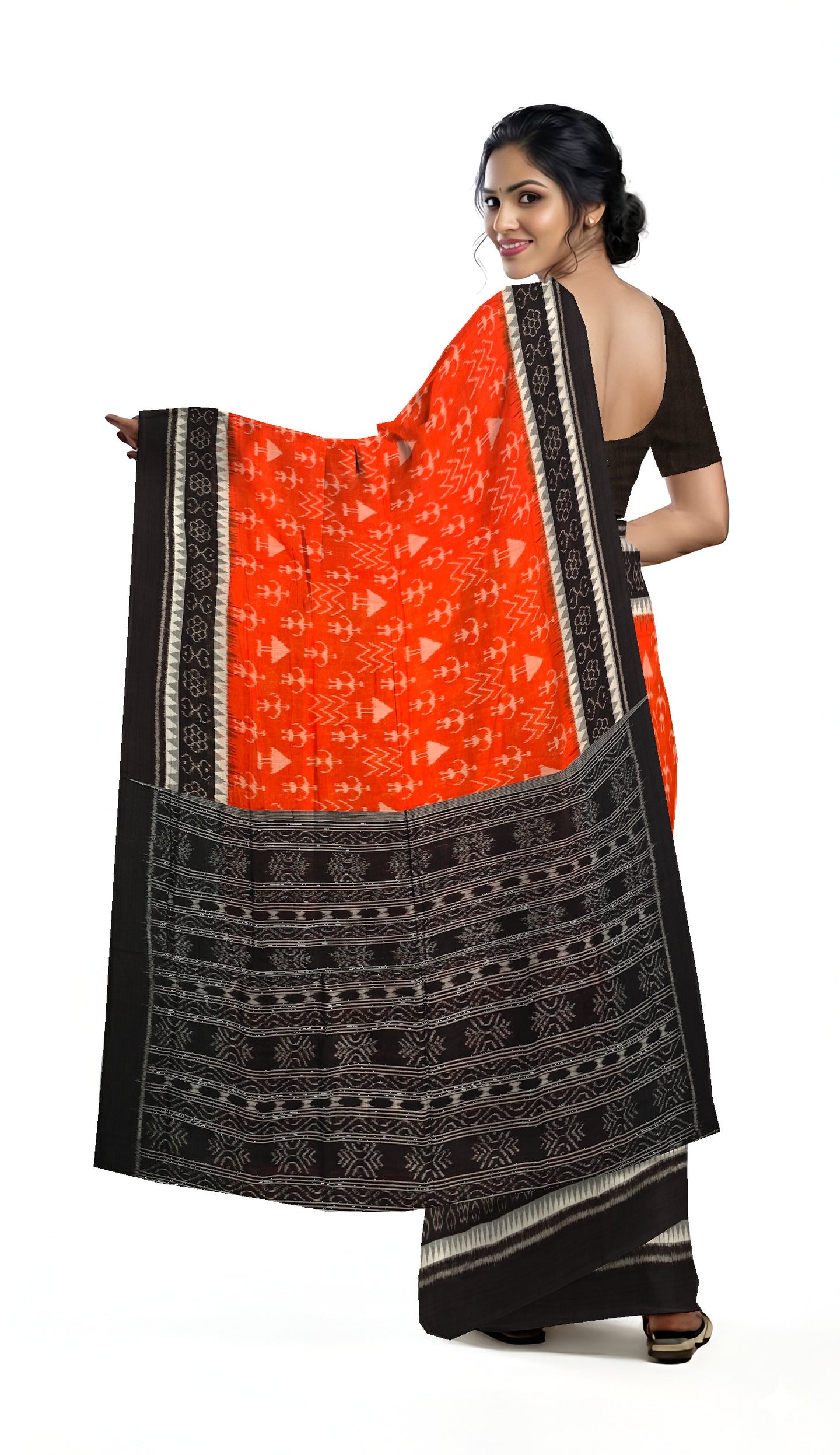 Orange Teracota Bandha Saree