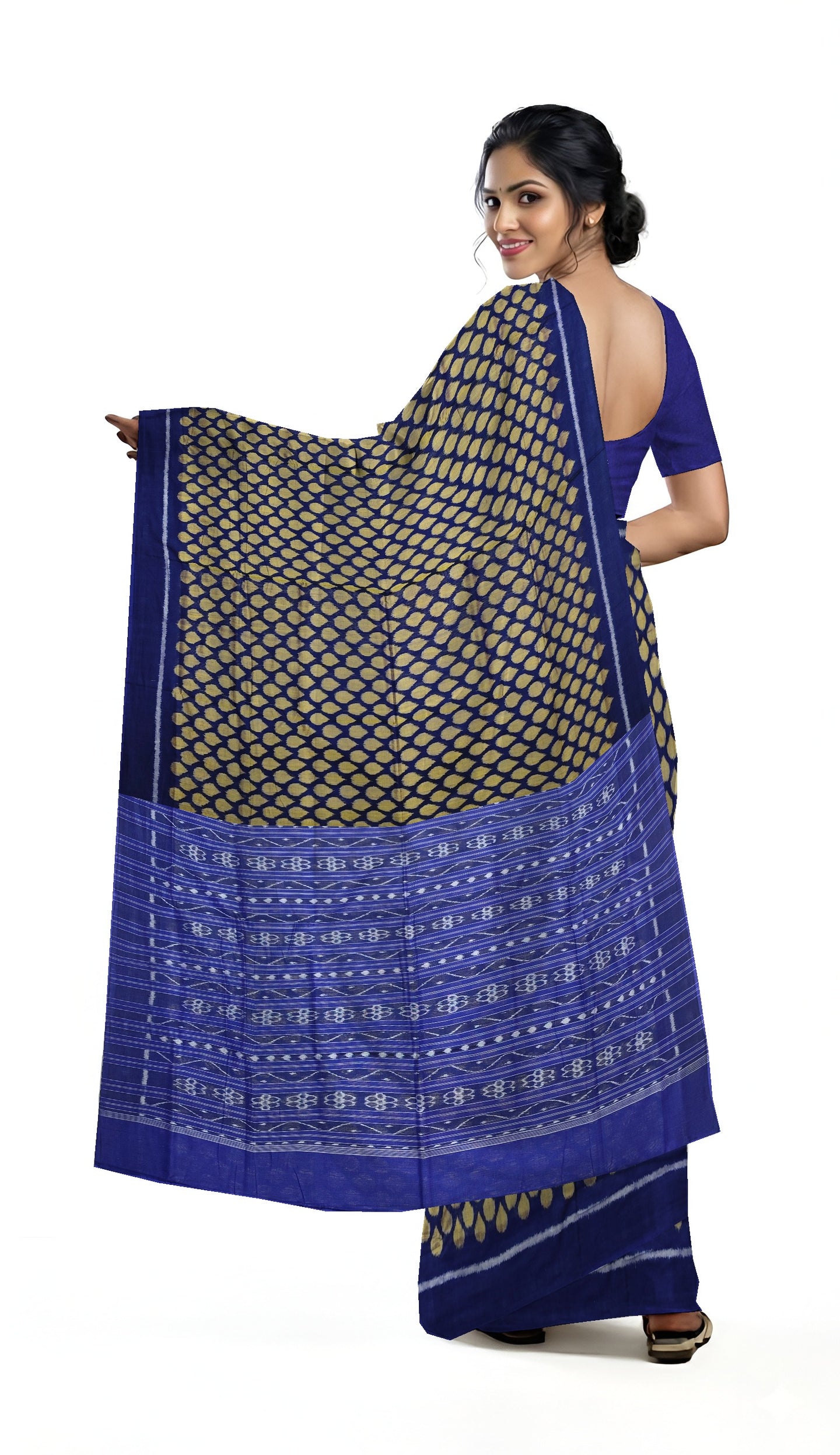 Blue Golden Tikili Bandha Saree