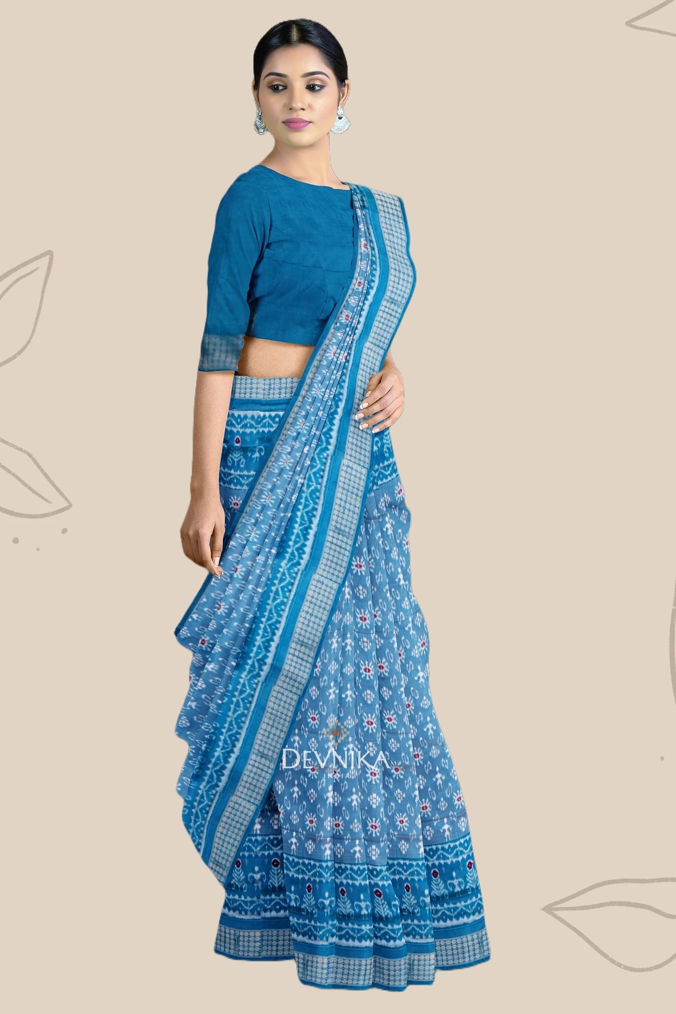 Light Blue Teracota Bandha Saree
