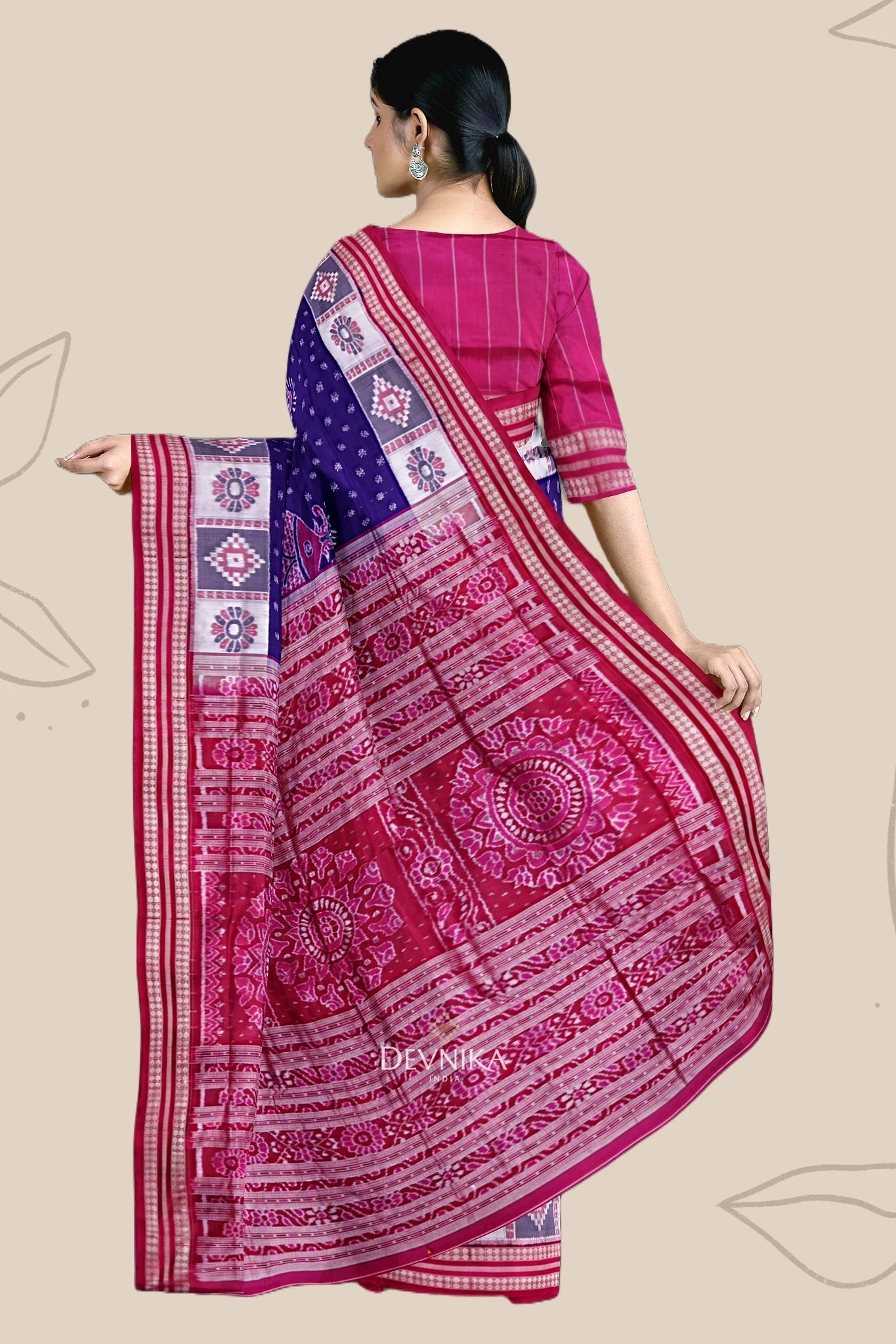 Blue And Violet Fish Bandha Saree