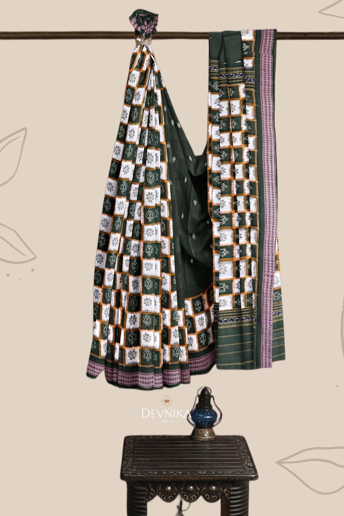 Dark Olive Green Border Pasapalli Saree