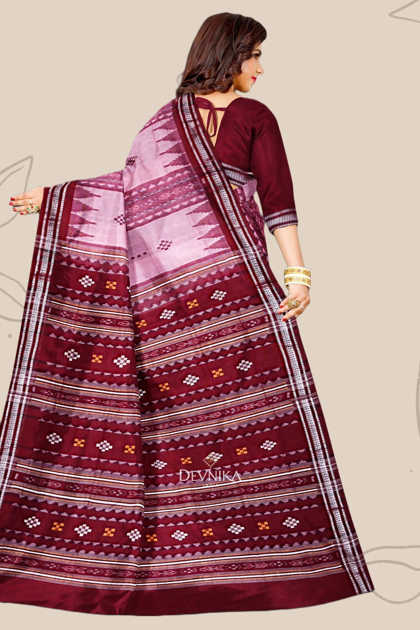 Hot Pink And Dark Violet Body Bandha Saree