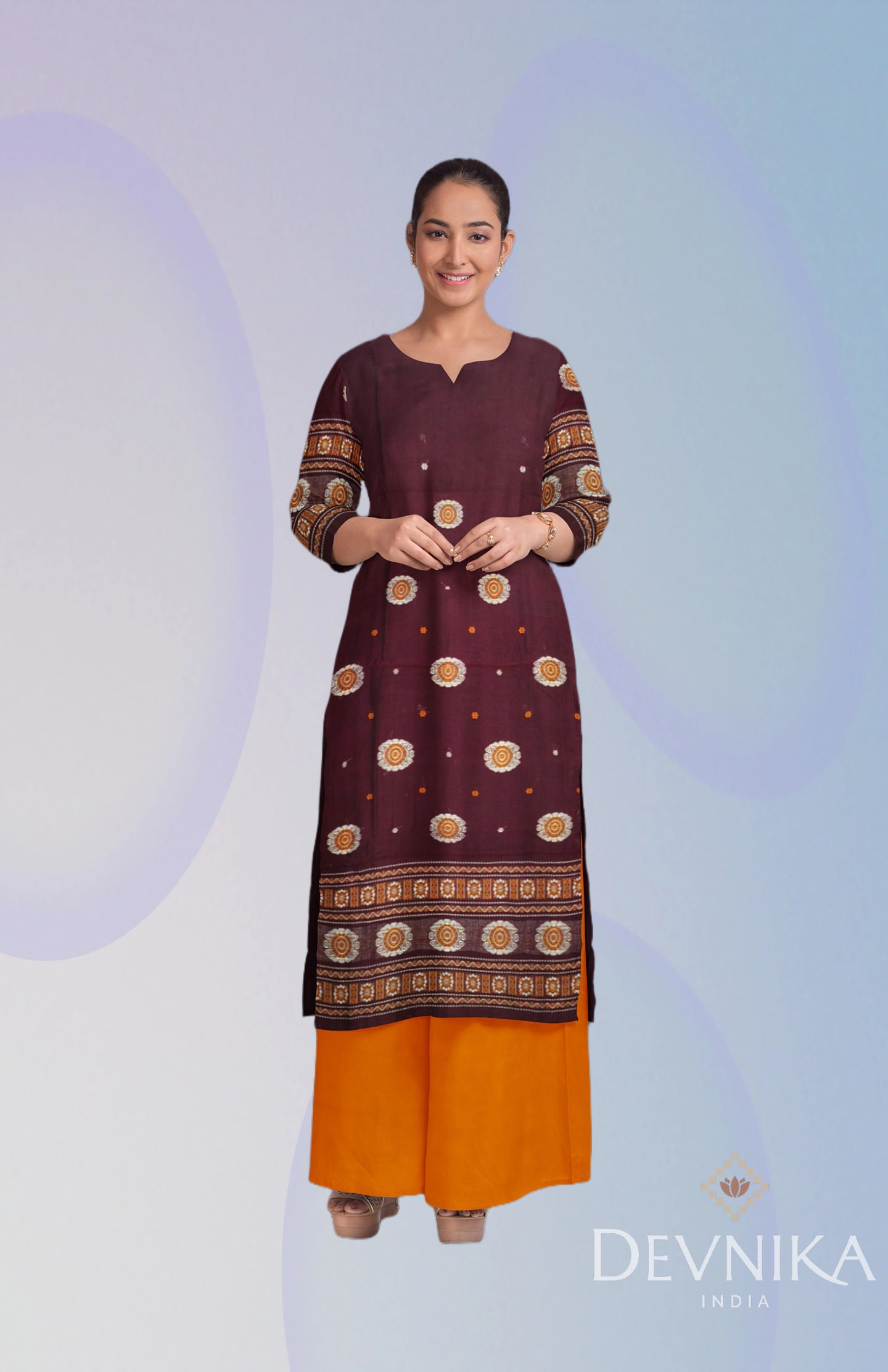 Deep Maroon Bomkai Dress Set