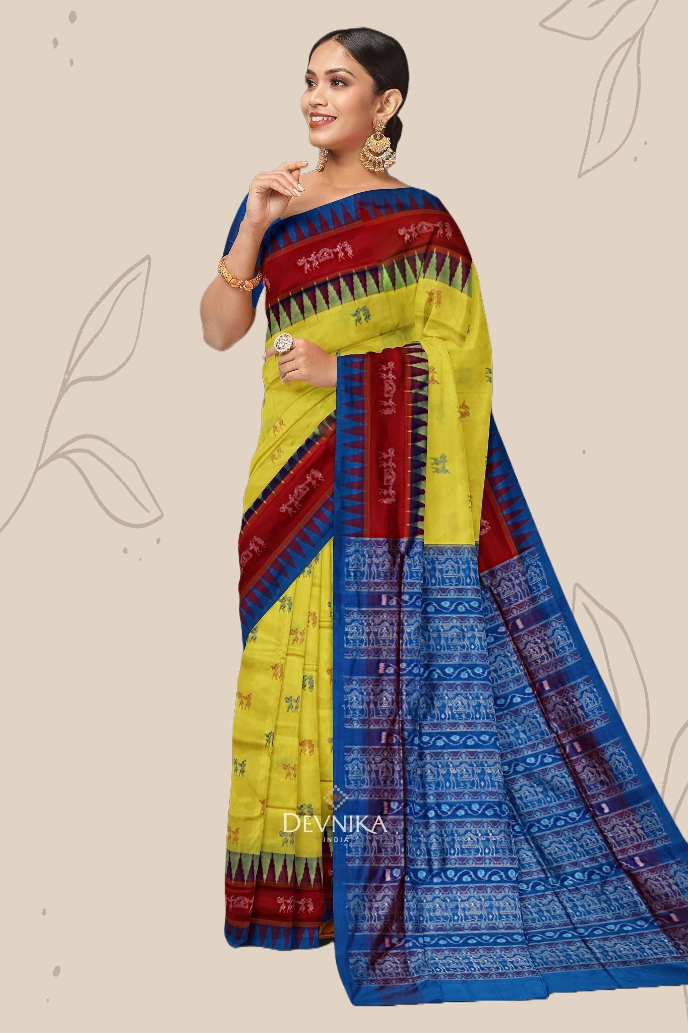 Bright Yellow Traditional Marriage Bomkai Saree