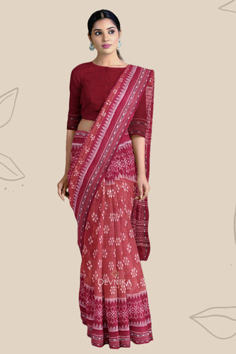 Brown Maroon Border Body Bandha Saree